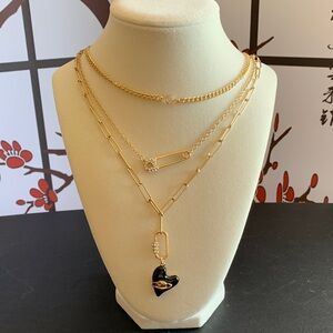 Torrid Gold and Black Layered Necklace Set